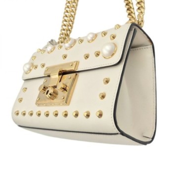 SAC GUCCI PADLOCK SMALL CUIR BLANC 20 X 13 X 7 CM