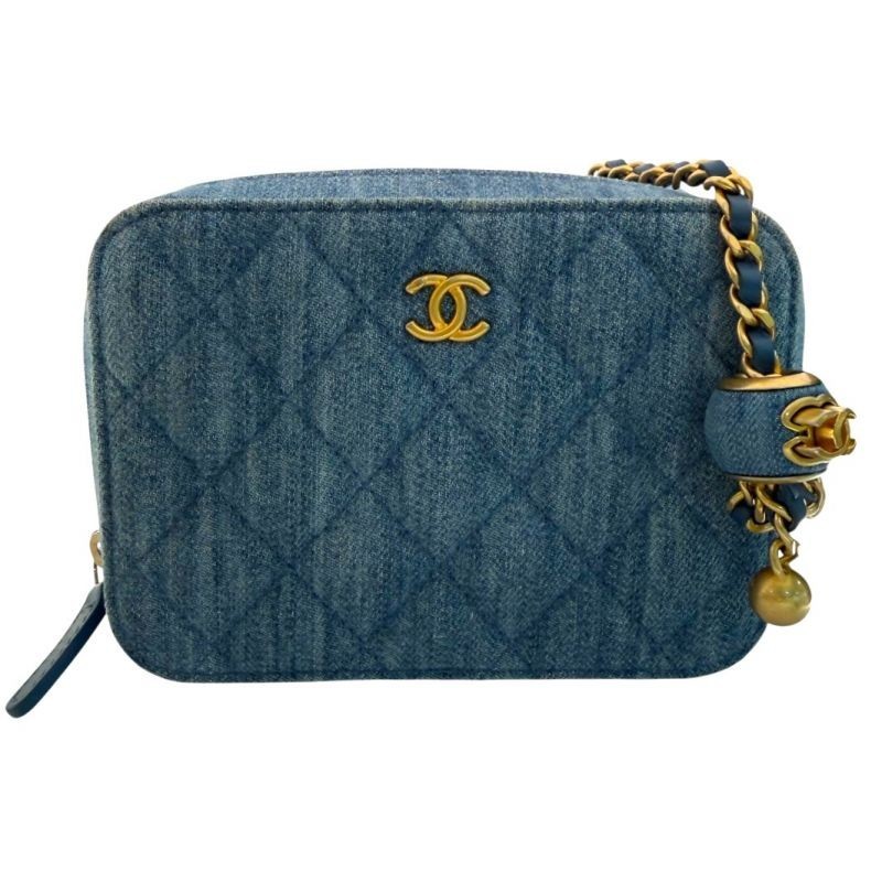SAC CHANEL MINI CAMERA BLEU DENIM
