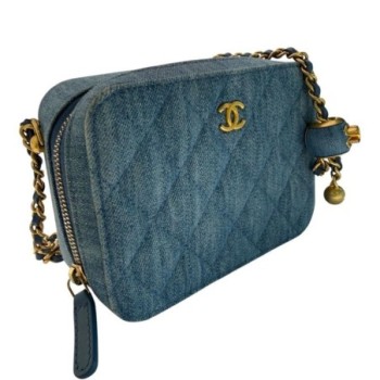 SAC CHANEL MINI CAMERA BLEU DENIM