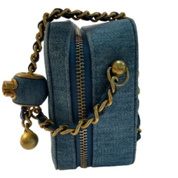 SAC CHANEL MINI CAMERA BLEU DENIM