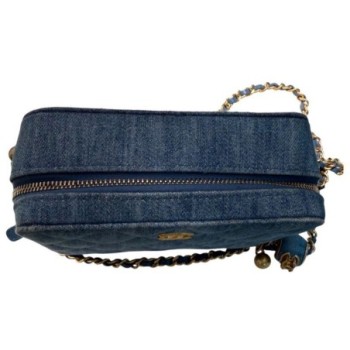 SAC CHANEL MINI CAMERA BLEU DENIM