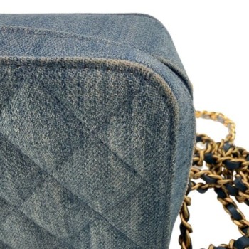 SAC CHANEL MINI CAMERA BLEU DENIM