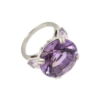 BAGUE MAUBOUSSIN OR BLANC 18K 10.02GR AMETHYSTE T54  1,8 CM DE DIAMETRE