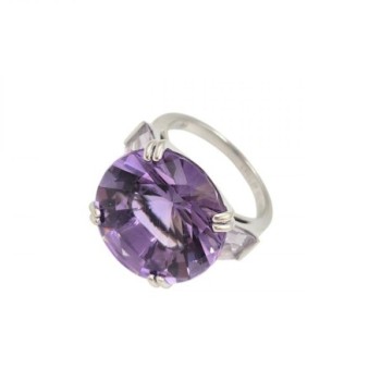 BAGUE MAUBOUSSIN OR BLANC 18K 10.02GR AMETHYSTE T54  1,8 CM DE DIAMETRE