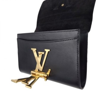 LOUIS VUITTON LOUISE CUIR NOIR DE 2015 21 X 14 X 2 CM