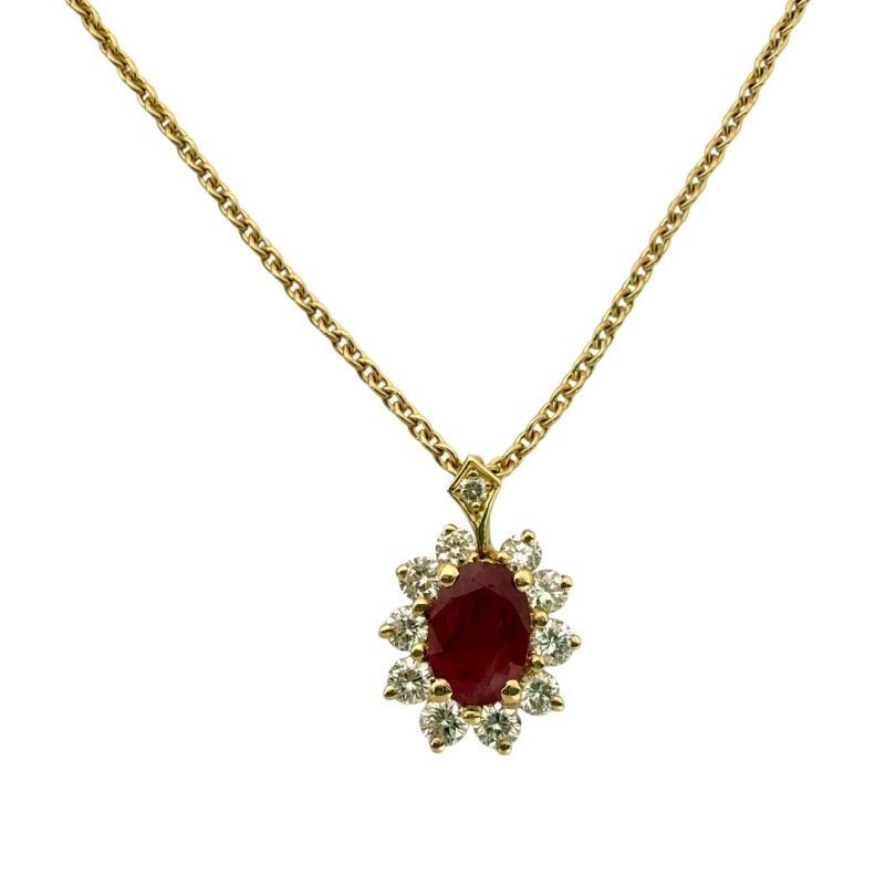 CHAINE +PENDENTIF 18CT 4.02GR  DIAMANTS ET RUBY