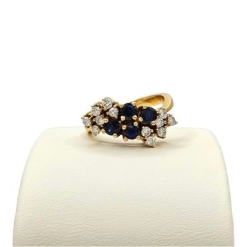 BAGUE OR 18CT SAPHIRS ET DIAMANTS 5.15GRS T53