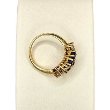 BAGUE OR 18CT SAPHIRS ET DIAMANTS 5.15GRS T53