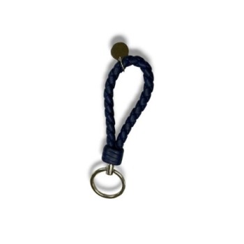 PORTE CLEF BOTTEGA VENETA INTRECCIO CUIR BLEU