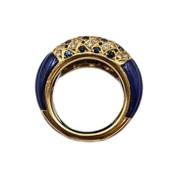 BAGUE EN OR 18CT SAPHIRS ET DIAMANTS 8.20GRS T50