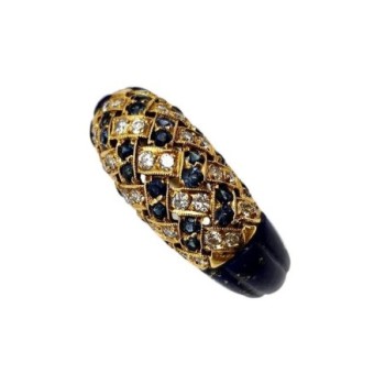 BAGUE EN OR 18CT SAPHIRS ET DIAMANTS 8.20GRS T50
