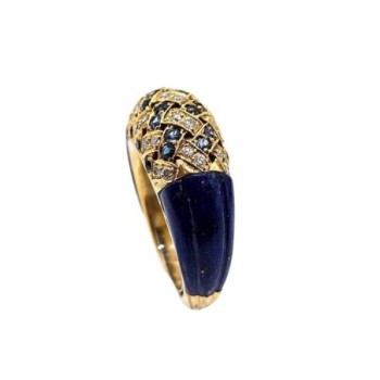 BAGUE EN OR 18CT SAPHIRS ET DIAMANTS 8.20GRS T50