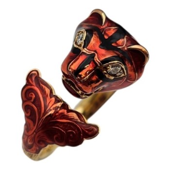 BAGUE FELINE GUCCI MARCHE DES MERVEILLES - TAILLE 17(57) - 9.81GR-  2 DIAMANTS - OR 18 CARATS
