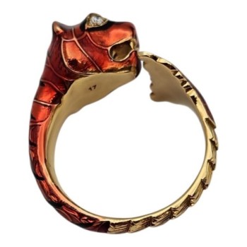 BAGUE FELINE GUCCI MARCHE DES MERVEILLES - TAILLE 17(57) - 9.81GR-  2 DIAMANTS - OR 18 CARATS