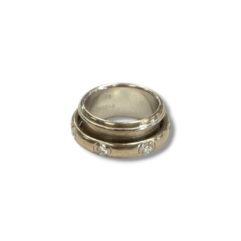 BAGUE PIAGET POSSESSION OR BLANC 18CT 17.55GRS 7 DIAMANTS T.56 10MM DE LARGEUR
