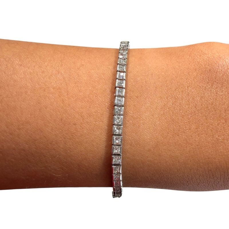 Bracelet Or Blanc 18ct & 70 Diamants 4.20Carat & 9.7Gr / 19cm 