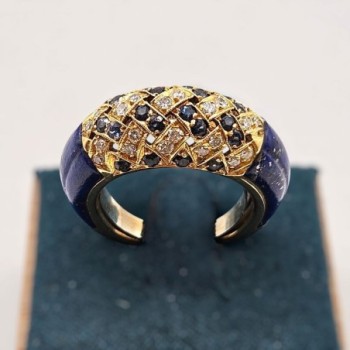 BAGUE EN OR 18CT SAPHIRS ET DIAMANTS 8.20GRS T50