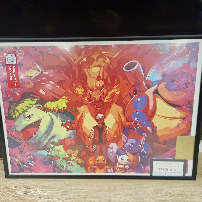 CADRE POKEMON  3 STARTER & SACHA DEATH NYC 45X32