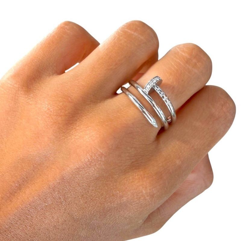 BAGUE CARTIER JUSTE UN CLOU OR BLANC 18CT ET DIAMANTS 6.77GR T55