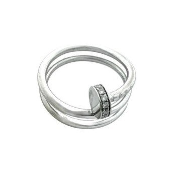 BAGUE CARTIER JUSTE UN CLOU OR BLANC 18CT ET DIAMANTS 6.77GR T55