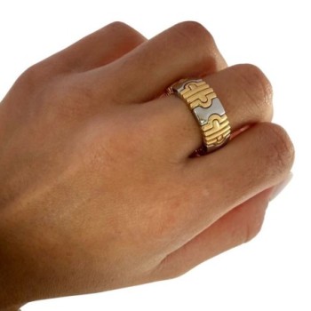 BAGUE BULGARI PARENTESI OR 18CT & ACIER 12.82GR T60