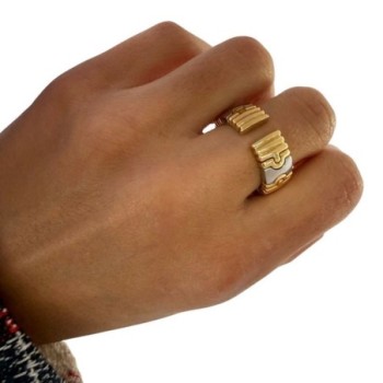 BAGUE BULGARI PARENTESI OR 18CT & ACIER 12.82GR T60