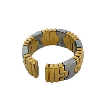 BAGUE BULGARI PARENTESI OR 18CT & ACIER 12.82GR T60