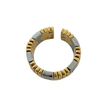 BAGUE BULGARI PARENTESI OR 18CT & ACIER 12.82GR T60