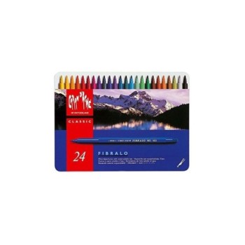 Caran D Ache  Fibre-tipped Pens  with Metal Box  24 Colors