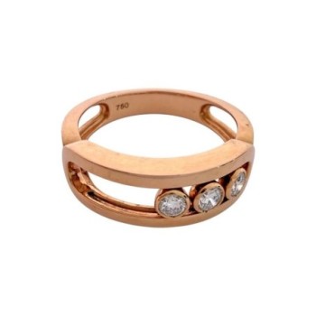 BAGUE MESSIKA NOVE 3 DIAMANTS OR ROSE 18CT T52
