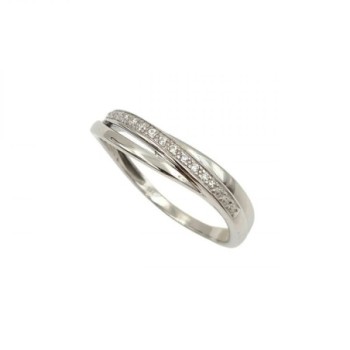 BAGUE OR BLANC 18CT 2.78GR ZIRCONS T 56