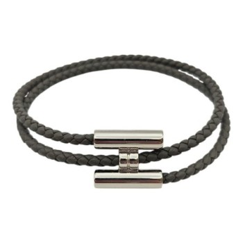Bracelet Hermès Tournis Tressé Gris Étain avec Boîte