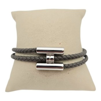 Bracelet Hermès Tournis Tressé Gris Étain avec Boîte