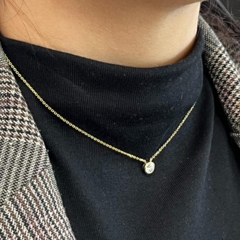 COLLIER EN OR JAUNE 18CTS AVEC DIAMANT 0.35 ENVIRON VVS1