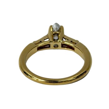 bague or jaune 18cts diamant poire et baguette