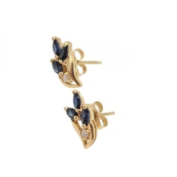 BOUCLES D'OREILLES OR JAUNE 18CT 1.34GR SAPHIR DMT 1,2 CM