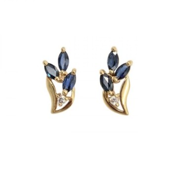 BOUCLES D'OREILLES OR JAUNE 18CT 1.34GR SAPHIR DMT 1,2 CM