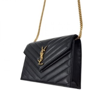 SAC SAINT LAURENT CASSANDRE CUIR NOIR 19 X 12 X 4 CM BOITE FACT