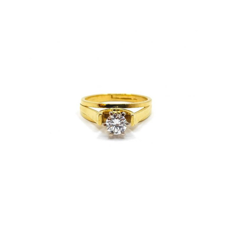 BAGUE EN OR JAUNE 18K & DIAMANT (0.55 CT) 5.54 G T.53