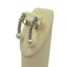 BOUCLES OREILLES OR BLANC 18K DIAMVSI & PERLE 7.30