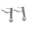 BOUCLES OREILLES OR BLANC 18K DIAMVSI & PERLE 7.30