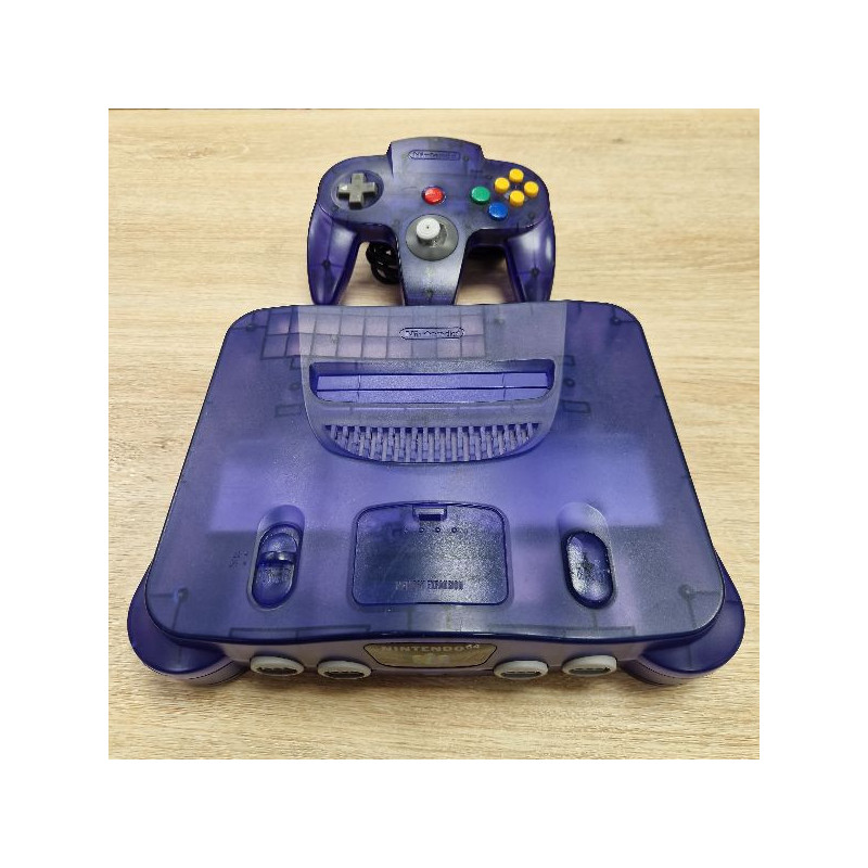 CONSOLE NINTENDO N64 VIOLETTE TRANSPARENTE + MANETTE