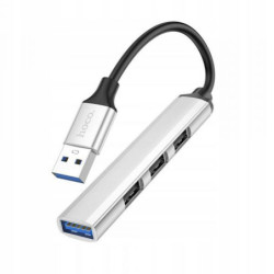 HOCO ADAPTER HUB USB A DO USB A 3.0 3X USB A 2.0 HB26 SREBRNY