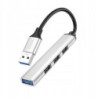 HOCO ADAPTER HUB USB A DO USB A 3.0 3X USB A 2.0 HB26 SREBRNY