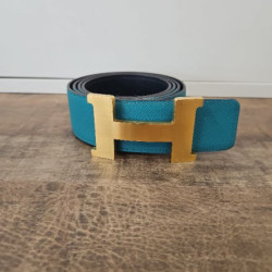 HERMES CEINTURE REVERSIBLE CUIR EPSON/ BLEU T.110