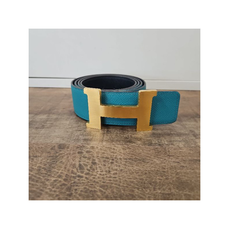 HERMES CEINTURE REVERSIBLE CUIR EPSON/ BLEU T.110