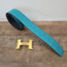 HERMES CEINTURE REVERSIBLE CUIR EPSON/ BLEU T.110