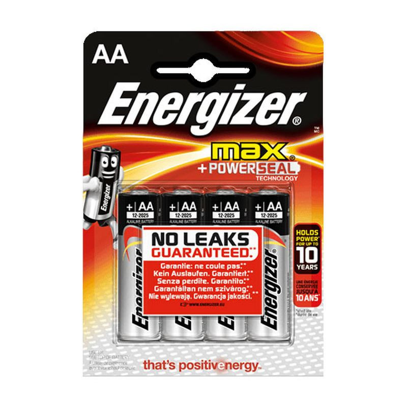 ENERGIZER MAX AA ALKALINE BATTEIES PACK 4