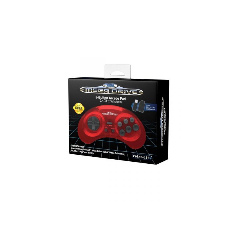 RETRO-BIT SEGA MD 2.4G CRIMSON RED MANTETTE SS FIL SEGA MEGADRIVE