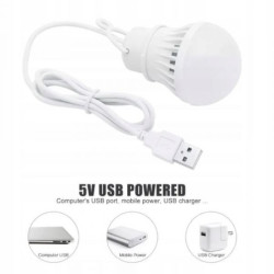 AROWKA LED NA USB  WIAT O BIA E 3W KABEL 1M 200LM